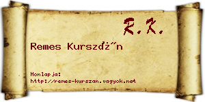 Remes Kurszán névjegykártya